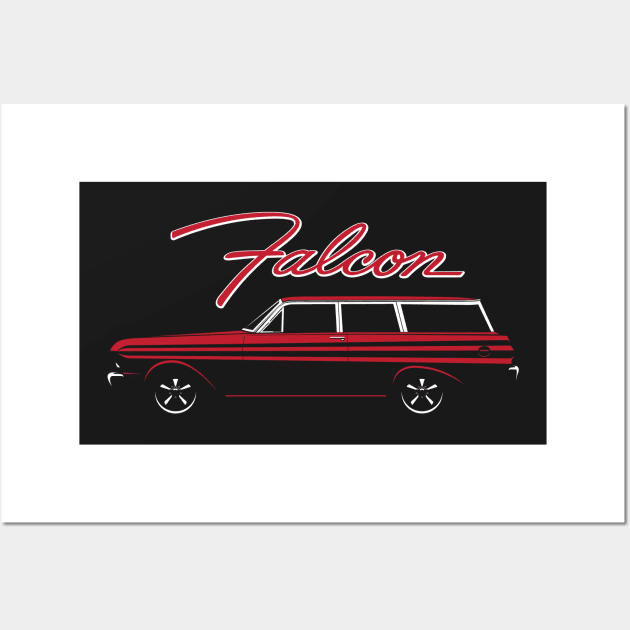 Red 65 Ford Falcon 2 Door Wagon Wall Art by BriteDesign